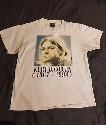 Vintage 1995 Nirvana Kurt Cobain Memorial T-Shirt XL Authentic Original RARE • $700