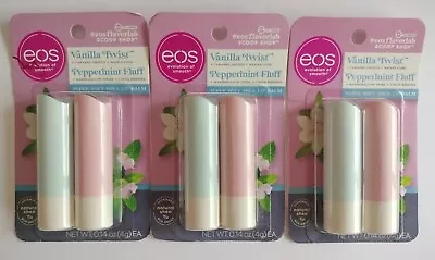 3 Packs (6 Total) -EOS Vanilla Twist & Peppermint Fluff Super Soft Shea Lip Balm • $9.99