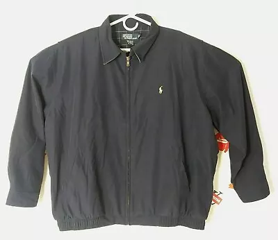  Vintage Polo Ralph Lauren Logo Full ZipBlue Jacket Bomber Men's Size XL • $33