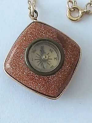 Victorian Goldstone Working Compass Watch Fob Pendant Gold Filled 1800's • $110