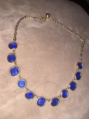 $85.99 • Buy Kate Spade New York Blue Glass Square Necklace Gold Tone