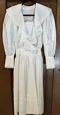 Vintage 70s 80s Handmade Collated Ruffled Victorian Themed Wrap Dress Small • $18.21