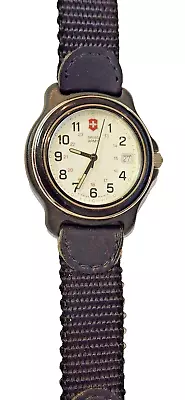 Men's Vintage Swiss Army Watch Black Enamel Bezel 100M Needs Battery Box#30 • $69