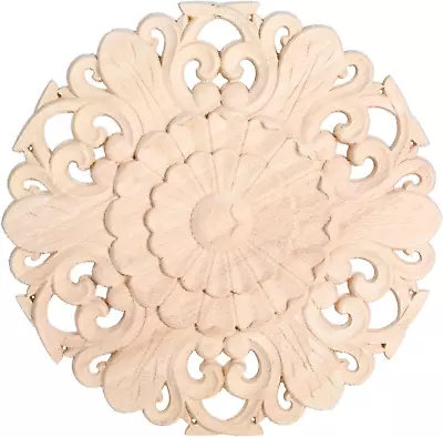 Wood Carved Onlays Appliques Round Rosette Woodcarvings Center Decals For Close • $8.99