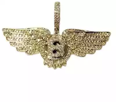 2Ct Round Real Moissanite Customize Letter Wing Pendant 14K Yellow Gold Plated • $199.99