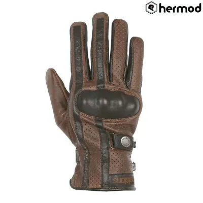 Helstons Eagle Pro Goat Leather Motorcycle Gloves - Camel/Black • $80.93