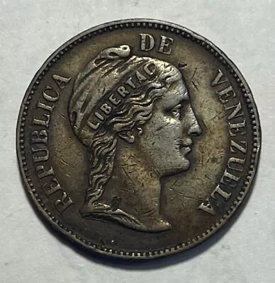 VENEZUELA - Un Centavo - 1863 - Y# 7 - Extra Fine - KEY DATE - Beautiful Coin! • $50