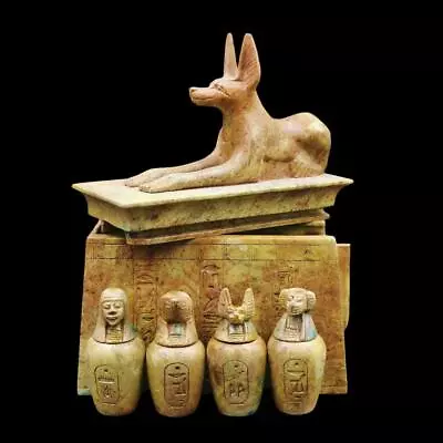 X-LARGE Antique Egyptian Stone Box Set Of 4 Canopic Jars (Organs Storage) UNIQUE • £703.74