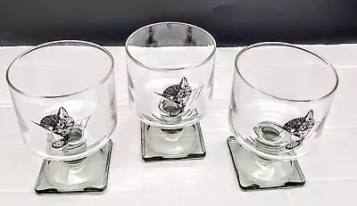 3 Vintage C&O Railroad Chessie The Cat Square Footed Clear Glass • $30.67