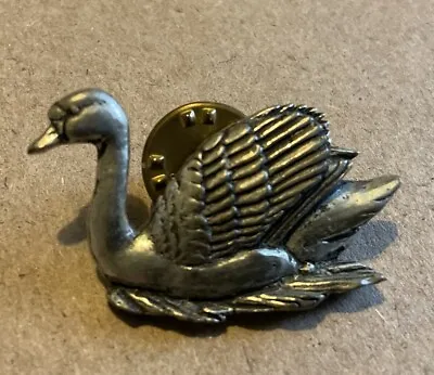 Swan Pewter Metal  Pin Brooch By A R Brown • £6