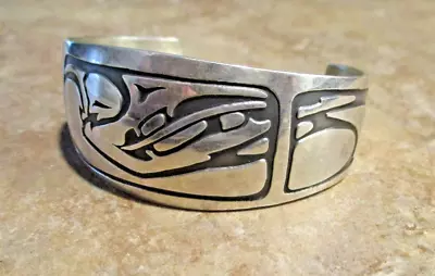 Vintage NORTHWEST COAST INDIANS Haida Sterling Silver EAGLE BIRD Design Bracelet • $299