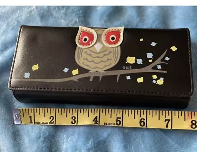 £9.90 • Buy Ladies Owl Design Wallet Purse - Black - Brand New 