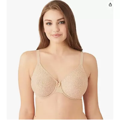 Wacoal Women’s Halo Lace Unlined Underwire Bra Beige 34D 851205 • $45