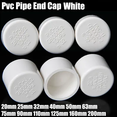 PVC Cap End Caps Plug Blanking ø20mm~200mm White Adhesive Drain Pipe Fittings • £7.92