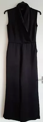  Jumpsuit Wideleg Black Satin 10 Tall 31  Inside Leg By Next Tailoring RRP £70 • £29.99