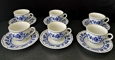 Set Of 6 Haas & Czjzek Blue Onion Porcelain Cups And Saucers Czech Republic • $40.64