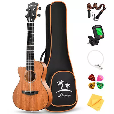 $89.99 • Buy 🎸𝗗𝗢𝗡𝗡𝗘𝗥 23  Left Hand Concert Ukulele Mahogany Uke + Gig Bag Turner Strap