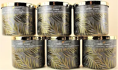 QTY 6 - Bath & Body Works White Barn EBONY SANDS 3 Wick 14.5 Oz Scented Candle • $78.97