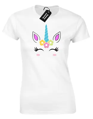 Unicorn Face Ladies T-shirt Funny Cute Magic Design Christmas Gift Present Top • £7.99