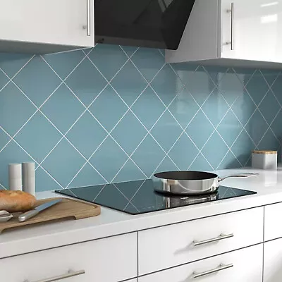 40x B&Q Glina Blue Gloss Ceramic Wall Tiles 150 X 150mm Kitchen Bathroom • £17.98