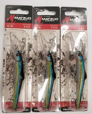 3-Matzuo Zanda Shad Jerkbait Walleye  3-5/8    3/8OZ Black Blue Prism 3 Lures • $14.99