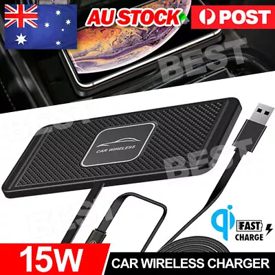 $15.65 • Buy Qi Car Wireless Charger 15W Fast Charging Station Pad Silicone Non-slip Mat Dock