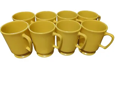  Set Of 8 Vintage Yellow MCM Melmac Plastic Coffee Travel Mugs Camping • $12.99