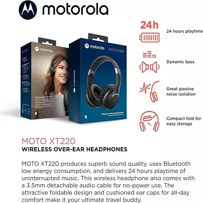 MOTOROLA Moto XT220 Wireless Over Ear Headphones New • $49.45