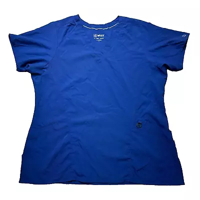 Wonder Wink Size Large Womens Scrub Top V Neck Pockets Short Sleeves Blue • $12.99