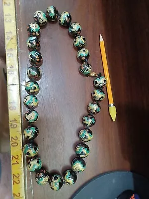 Vtg Chinese 20mm Cloisonne Mimicking Dragon Bead 24  Necklace • $80