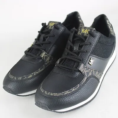 Women's Michael Kors Designer Mesh Sneakers Casual Shoes Black/Gold LS23B • $54.99