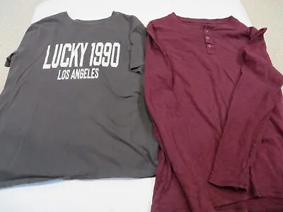 Lot Of 2 LUCKY BRAND  T Shirts Large 1 T Shirt 1 Long Sleeve • $10.99