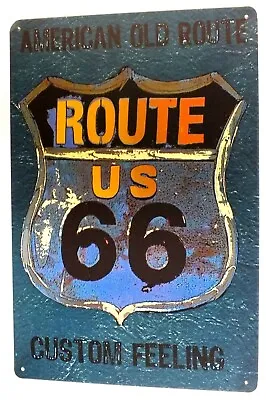 £5.89 • Buy American Old Route 66 US Road Trip Wall Door Sign Plaque 30 X 20 Cm