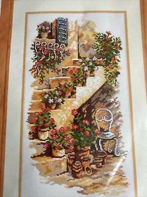 European Flowers Stairs  Cross Stitch Kit VERVACO Verachtert NIP 8” X 14.4” • $19.99