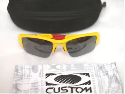 Oakley Polarized Lens Sunglasses Yellow Red Flak Jacket Asian Fit Japan • $141.99