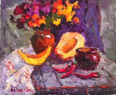 Oil Painting Still Life With Pepper Kalenyuk O. Unframed Original Art NKalen894 • $228.80