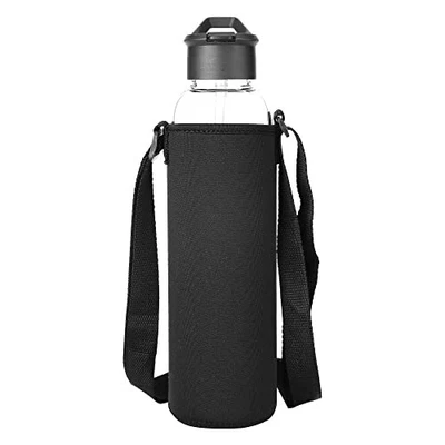 £15.48 • Buy Glass Water Bottle 1 Litre Straw Time Markings Leakproof Reusable BPA Free Black
