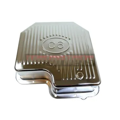 Ford C-6 C6 Transmission Pan Chrome Steel  Extra Depth Capacity  Mustang Finned • $51.98