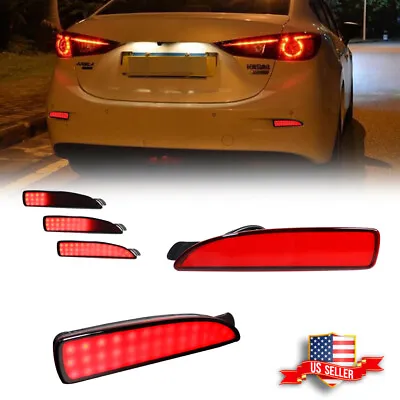 2x Red LED Rear Bumper Reflector Tail Brake Signal Lights Lamps For Mazda 3 5 6 • $24.99