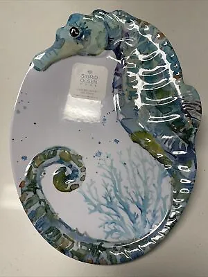 Sigrid Olsen Home Seahorse Large Oval Serving Plate Platter Tray Melamine NEW • $24