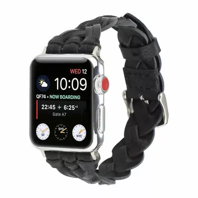 $17.99 • Buy Woven Leather Band Women Strap For Apple Watch Series 7 6 5 SE IWatch SE 44 45MM