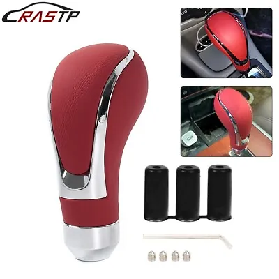 Universal Red Leather Automatic Car Shift Knob Manual Gear Stick Shifter Lever • $12.65