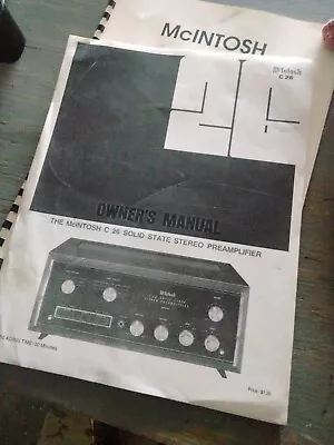 McIntosh C 26 Solid State Stereo Preamplifier Manual Copy • $20