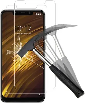 $6.67 • Buy 2 Pack For Xiaomi Pocophone F1 Screen Protector Tempered Glass Twin Pack