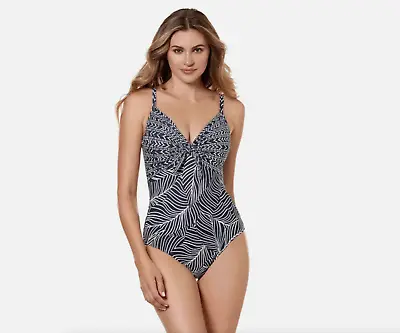 Miraclesuit Black Silver Swimsuit All-In-One Size UK 16 Rrp £235 • £50