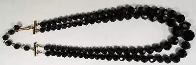 Vintage Multi Strand Necklace Black Faceted Beads 16” • $65