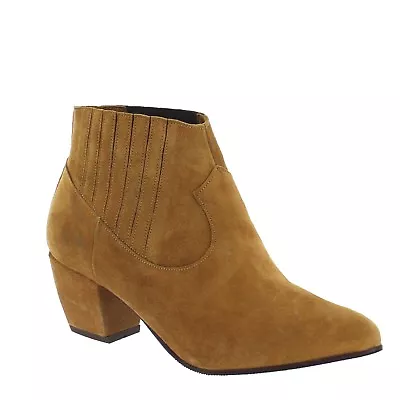 Marta Jonsson Womens UK 5 EU 38 Tan Suede Mid Heel Pointed Western Ankle Boots • £69.99