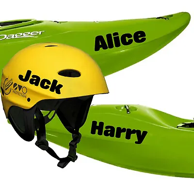 2 X Personalised Kayak Name Sticker DecalCanoe Helmet Name Sticker Decal. FT6 • £3.25