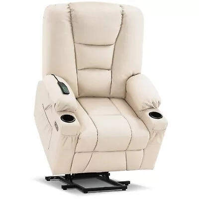 MCombo Large Power Lift Recliner Chair With Massage And Heat Faux Leather 7539 • $639.90