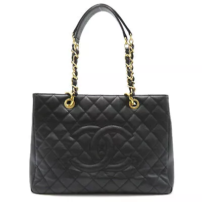 CHANEL CC GST Shoulder Tote Bag Caviar Skin Grained Calf Black Used Women Coco • $5143.38